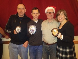 Dennis (Most Improved Male), Graeme (Club Champion). Tim (Chairman), Jacqueline (Most Improved Female)